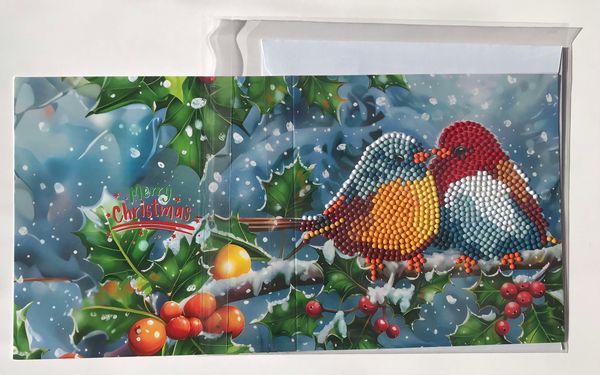 Christmas Diamond Art Card in love birds