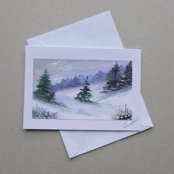 greetings card hand painted landscape blank card ( ref F 465.D1 )