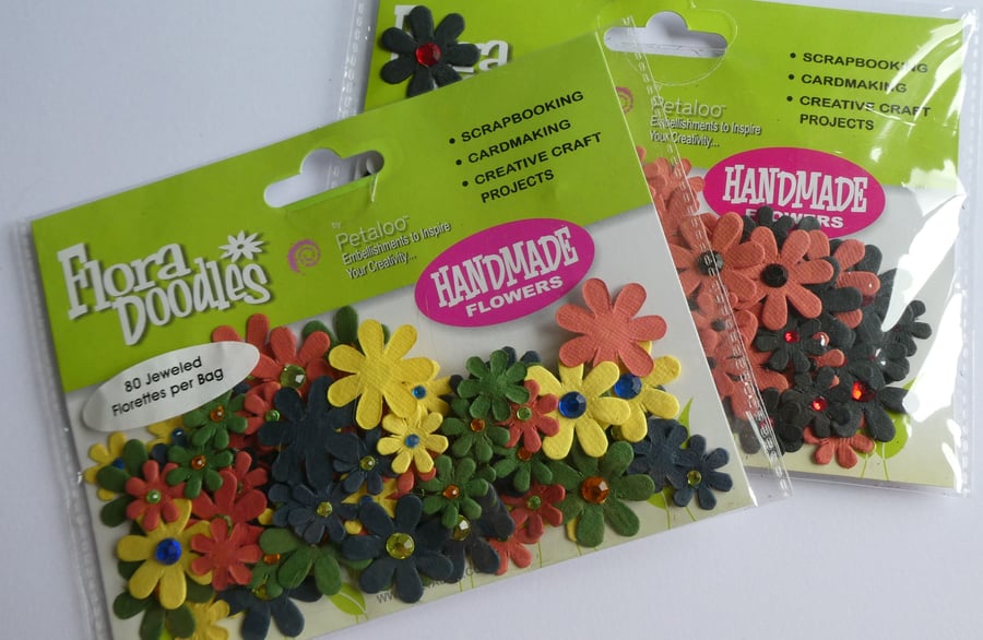 Petaloo Flora Doodles - 2 Packets of Handmade Paper Flowers