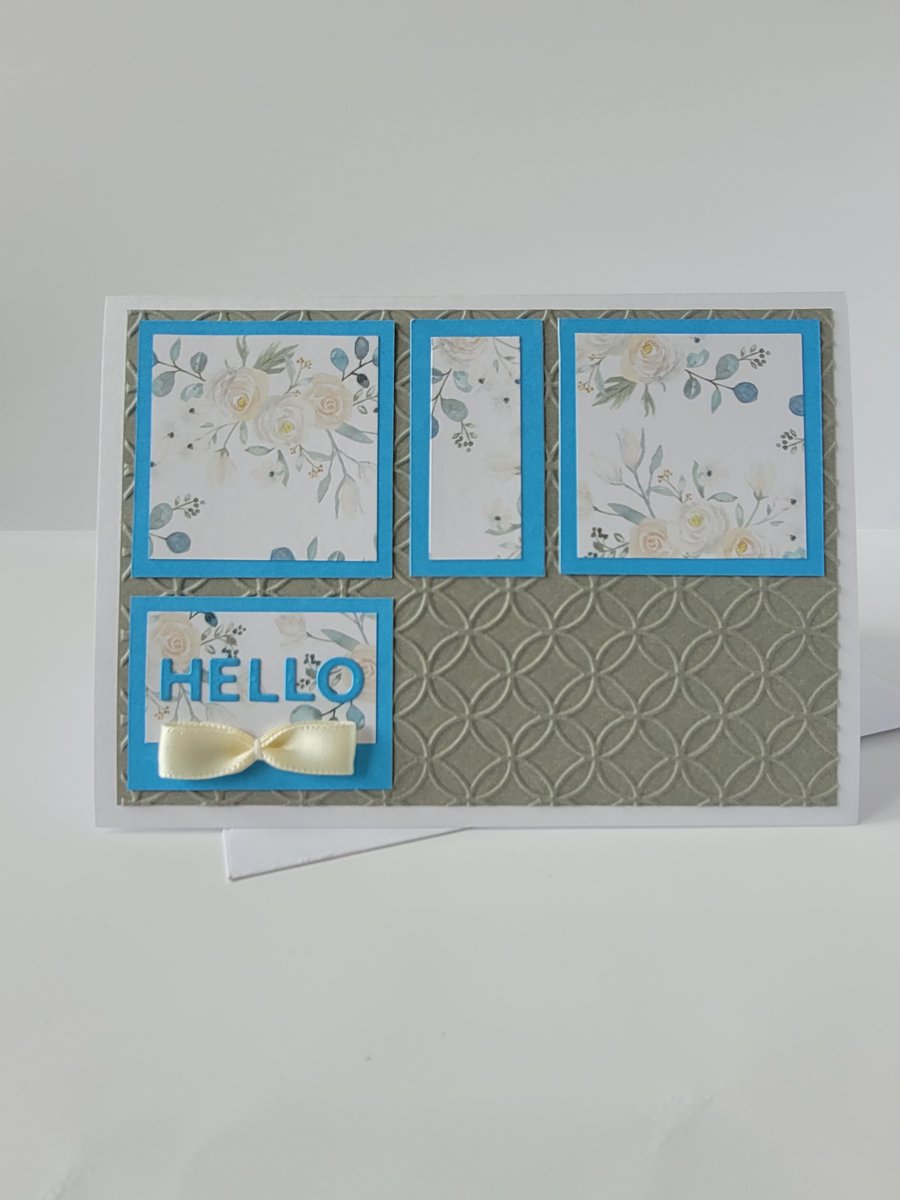 Blank Card, Sympathy Card, Floral, hello, vintage, cute card