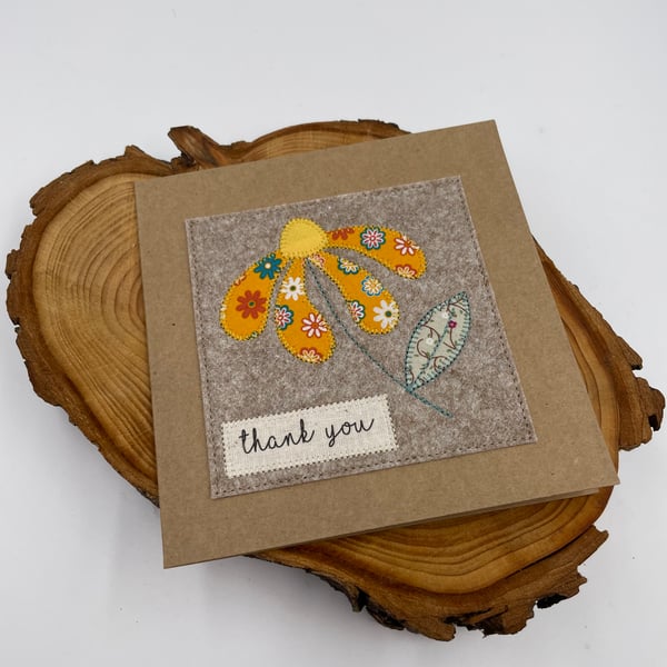 Colourful daisy appliqué thank you card
