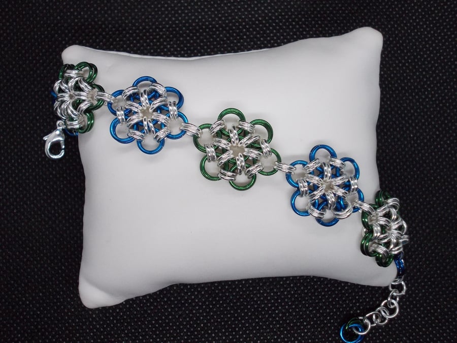 SALE- Chainmaille flower bracelet