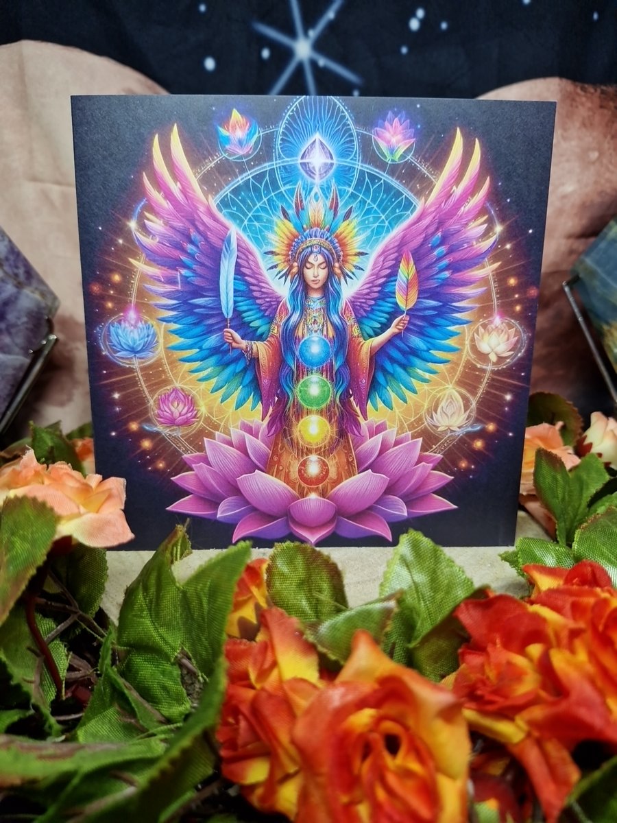 Beautiful Chakra Winged Goddess Greetings Card 