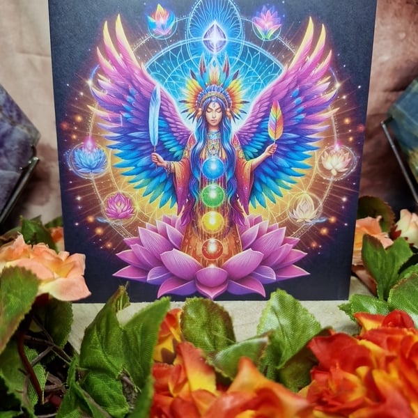 Beautiful Chakra Winged Goddess Greetings Card 