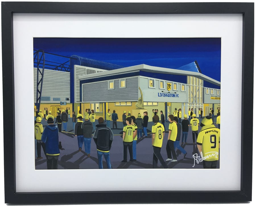 Livingston F.C, Almondvale Stadium, High Quality Framed Football Art Print.