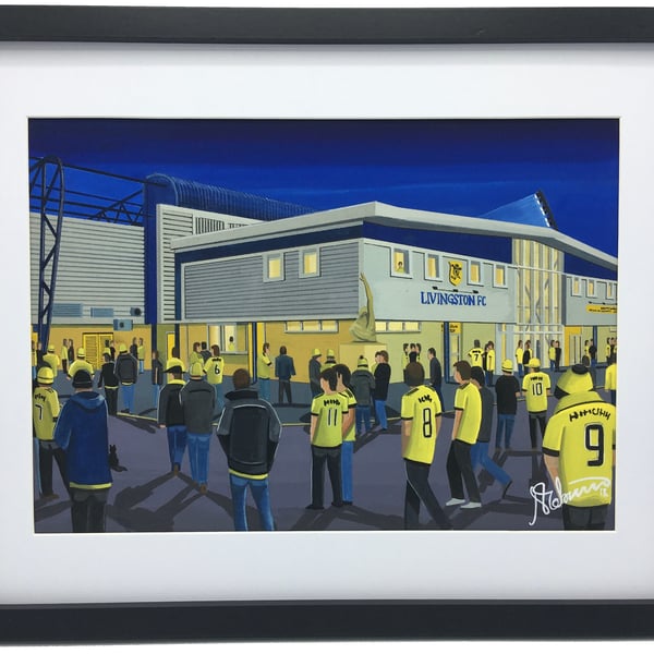 Livingston F.C, Almondvale Stadium, High Quality Framed Football Art Print.