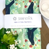 Blackbird with Strawberries 100% Cotton Tea Towel