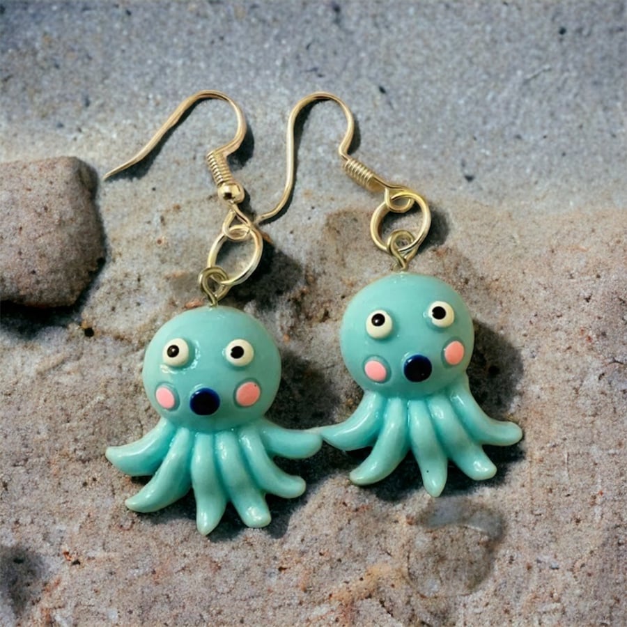 Bluey the Octopus Drop Dangle Earrings 