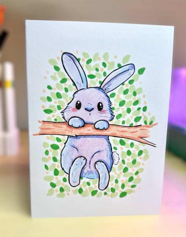Pastel rabbit art greetings card