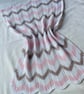 Pink, taupe and white striped baby blanket in 100% cotton  - Image 2