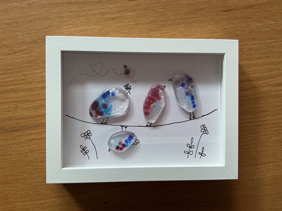Fused glass bird picture