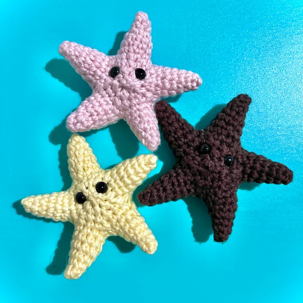 Neapolitan ice cream crochet starfish 3 pack- travel purse bag keyring accessory