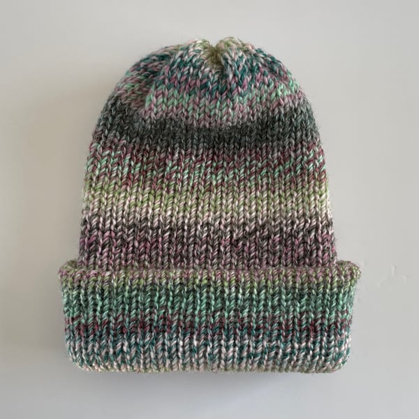 Unisex Slouchy Hat, Double Layered Reversible Winter Beanie