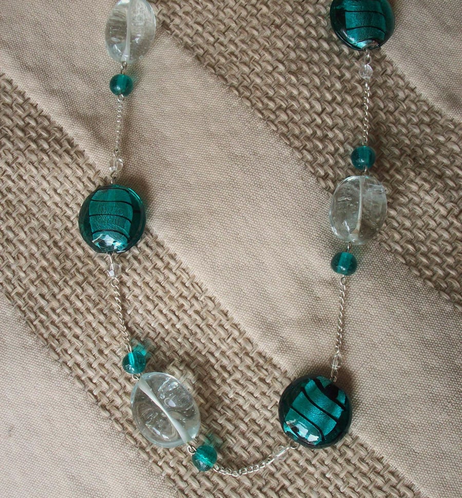 Sale- Aqua swirl necklace