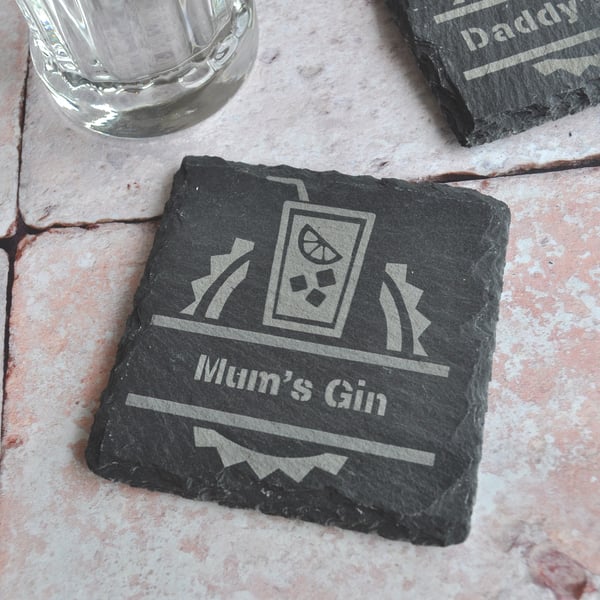 Personalised Gin Slate Coaster Gift