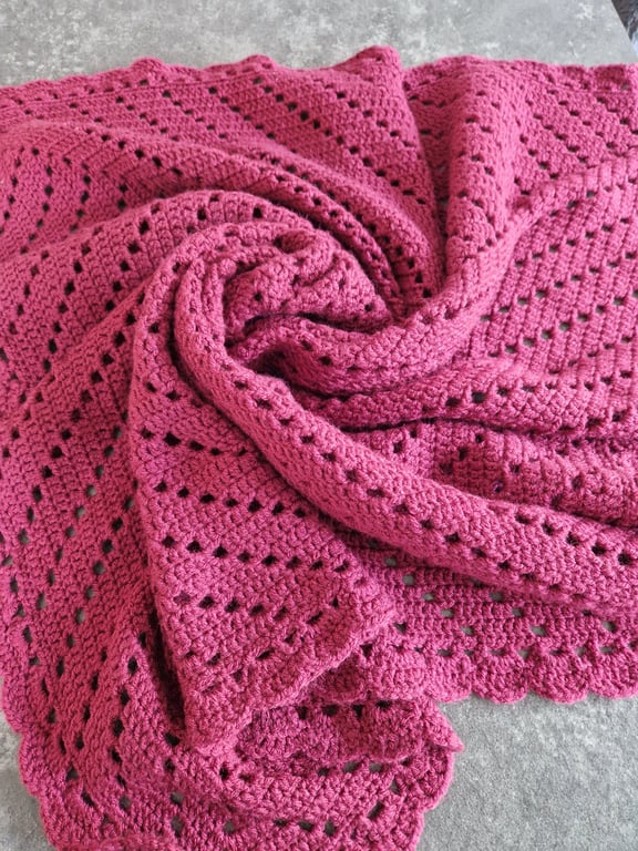 Beautiful dark raspberry crochet baby blanket - perfect baby shower gift