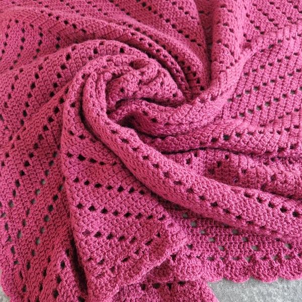 Beautiful dark raspberry crochet baby blanket - perfect baby shower gift