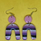 Handmade Polymer Clay Striped Arch Earrings, Pride Flag Colour, Dangle Earring