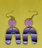 Handmade Polymer Clay Striped Arch Earrings, Pride Flag Colour, Dangle Earring