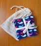 5 bamboo & cotton cleansing  pads in shades of aqua with cotton mesh washing bag - Image 1