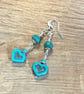 Turquoise heart Czech glass bead earrings - Image 3