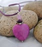 Purple jade heart pendant necklace - Image 1