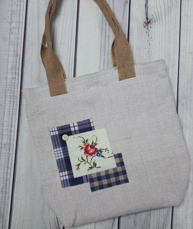 Vintage Grain Sack Fabric Bag