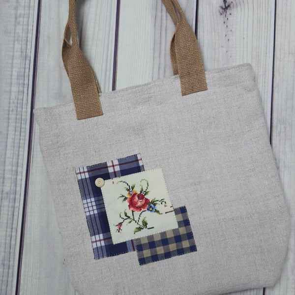 Vintage Grain Sack Fabric Bag