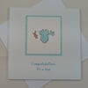 Handmade new baby boy card - washing line