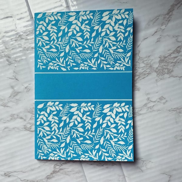 Blue Botanical Print A5 Handprinted Lined Notebook 