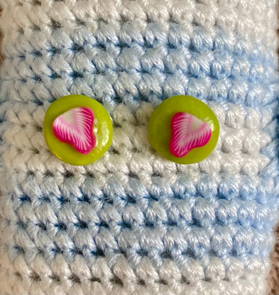 Mini polymer clay strawberry stud earrings