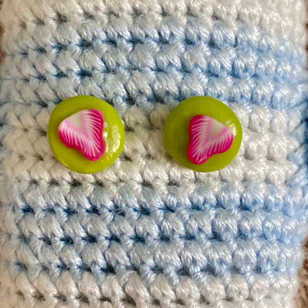 Mini polymer clay strawberry stud earrings