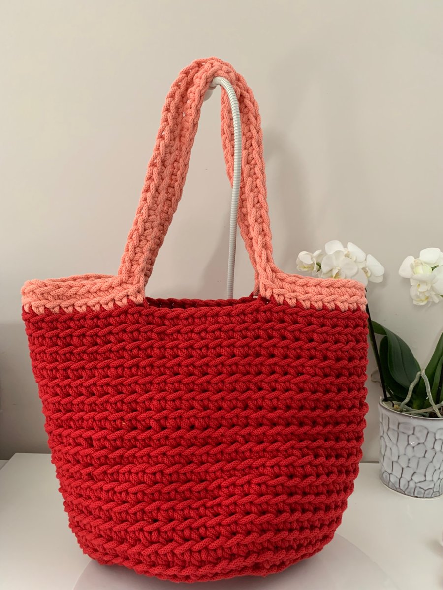 Colourful red tote bag