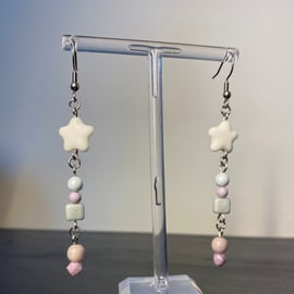 Linette - pastel and white star Earrings 