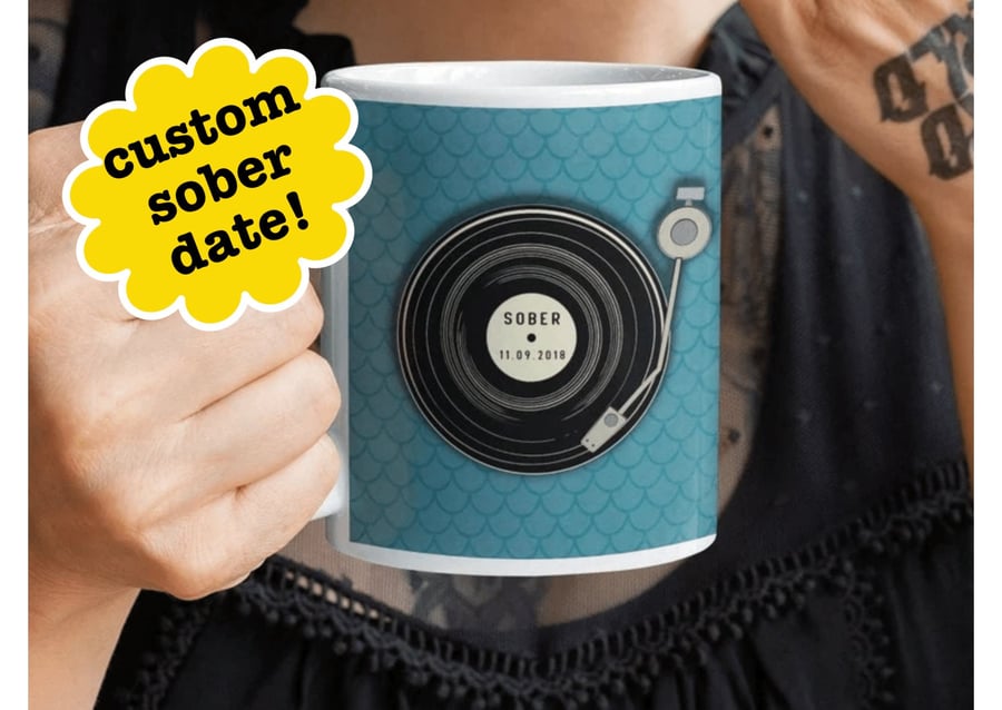 Custom Sober Mug - Sober Vinyl Sobriety Gift, AA Gift One Year Sober gift for wo