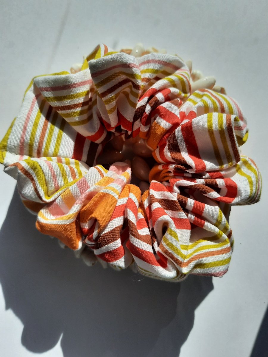Multi coloured  stripey Hair Scrunchie