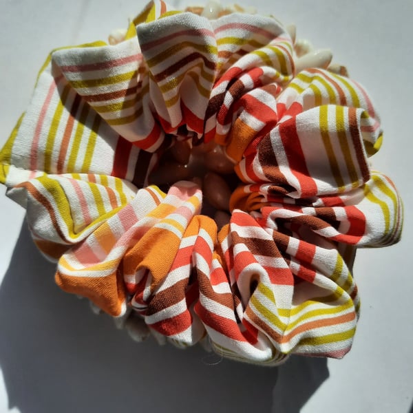 Multi coloured  stripey Hair Scrunchie