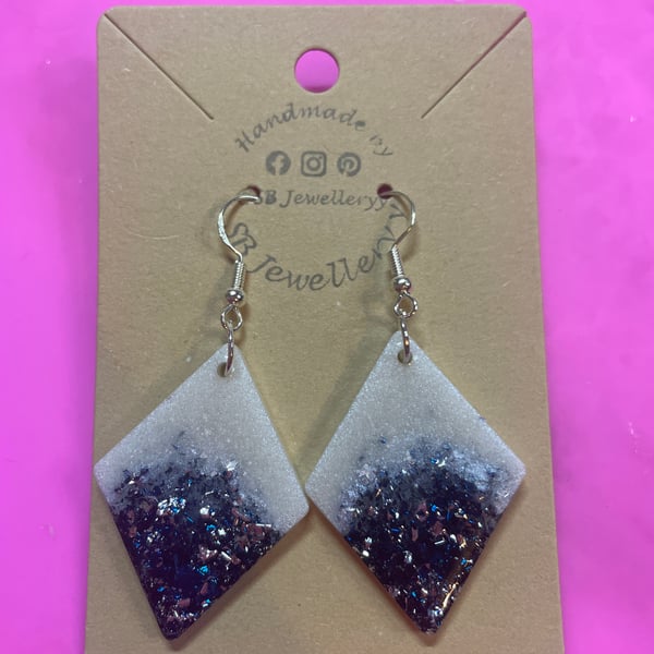 Handmade Resin Dangle Earrings (Clip ons Available) 