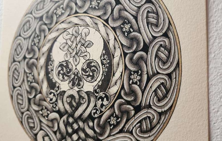 Print - Celtic Knotwork Bearded Skull