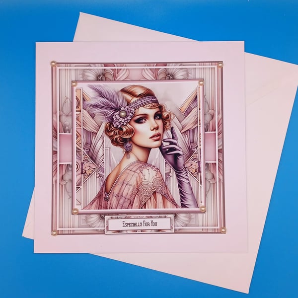 Art Deco Birthday Card, Large, Handmade, 3d 