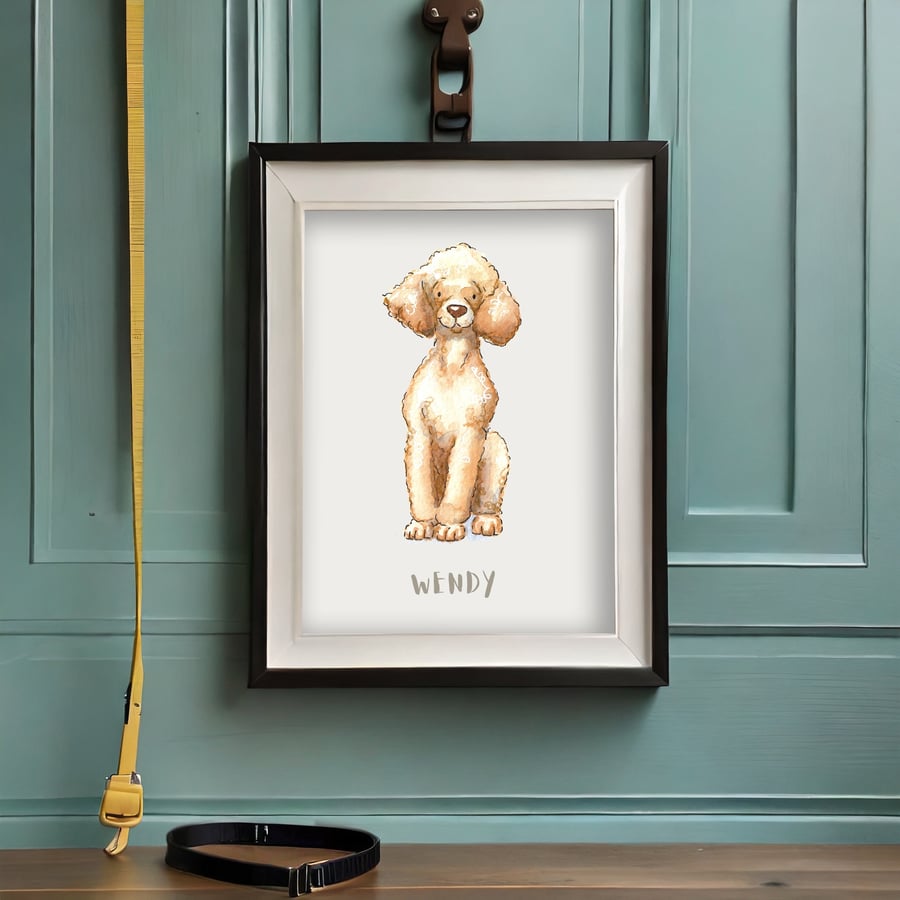 Poodle Blonde Personalised Dog Print