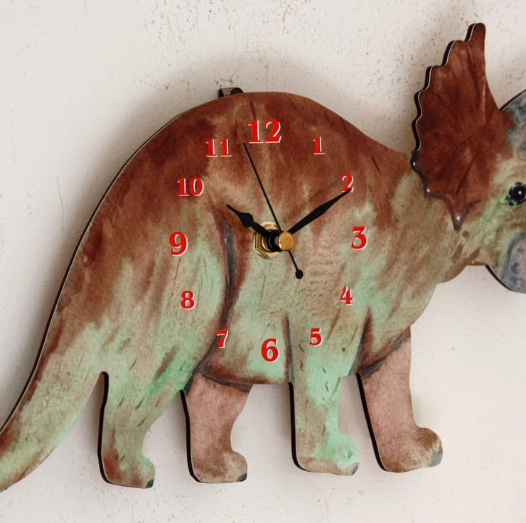 Dinosaur (Triceratops) Wall Clock - a prehistor... - Folksy