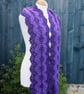Crochet Stripey Scarf in Sparkly Purple and plain Purple - Image 2