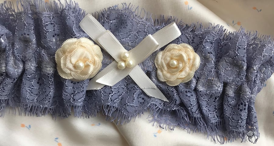 VALERIE Grey and Cream Wedding Garter 