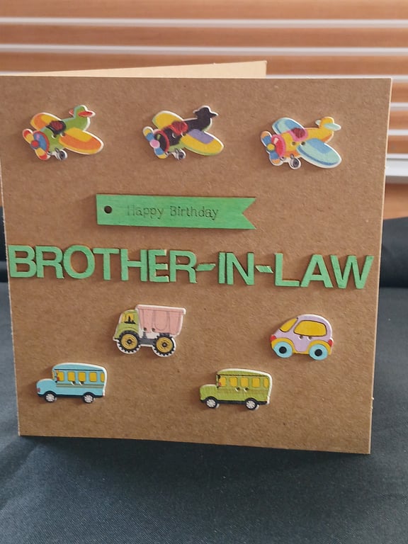 Handmade, brother in law birthday card 