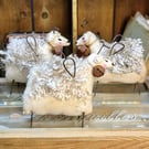 Heavenly sheep handmade textile art 