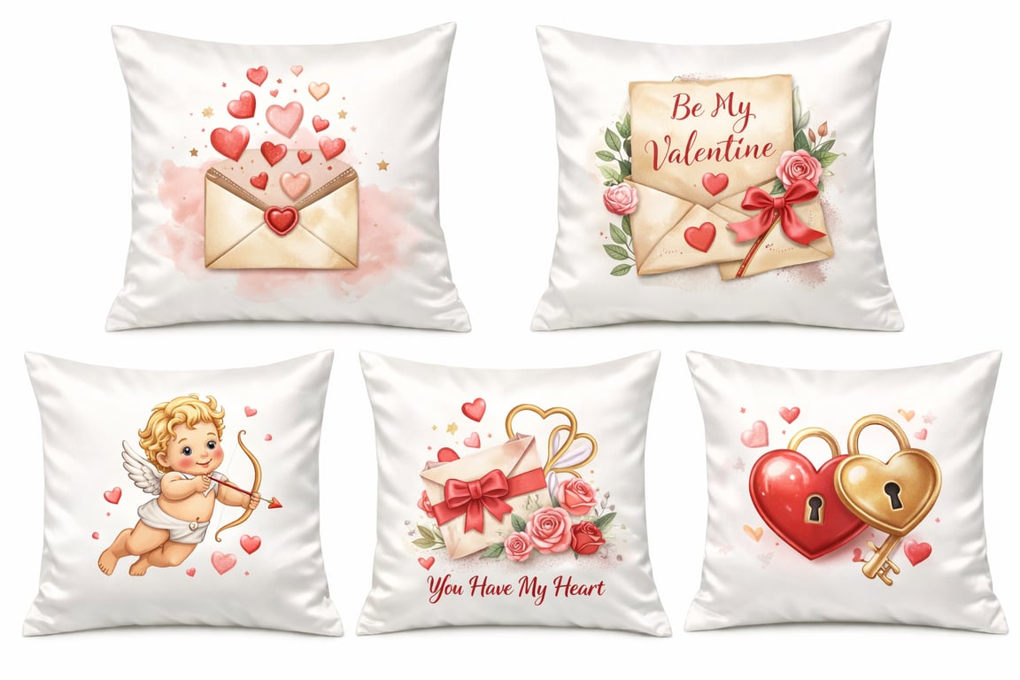 Valentine’s Love Cushion Covers – Romantic Heart & Cupid Designs