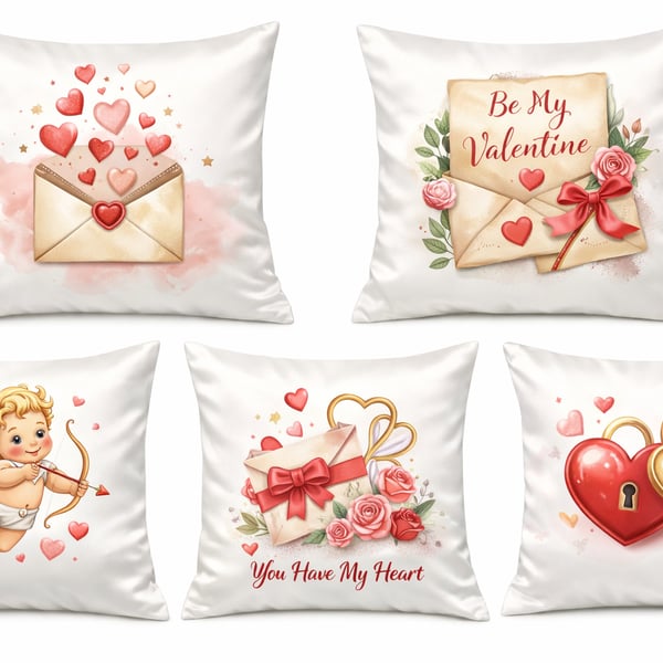 Valentine’s Love Cushion Covers – Romantic Heart & Cupid Designs