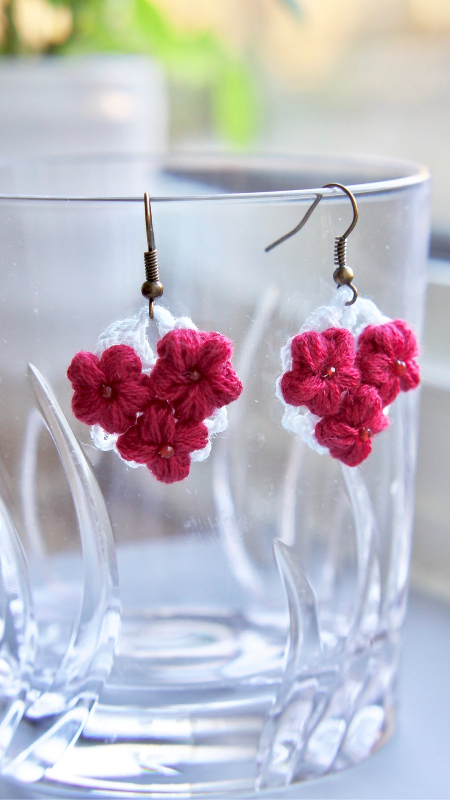 Valentines floral love hearts earrings 