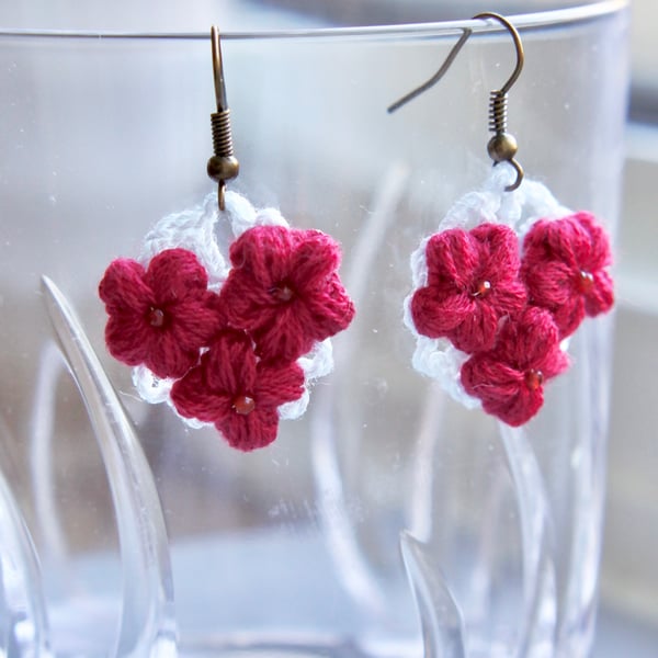 Valentines floral love hearts earrings 